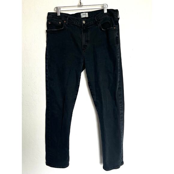 Agolde Denim Jeans Sz 32 Stretch Faded Black Mid Rise Straight Toni Slim - Picture 1 of 7